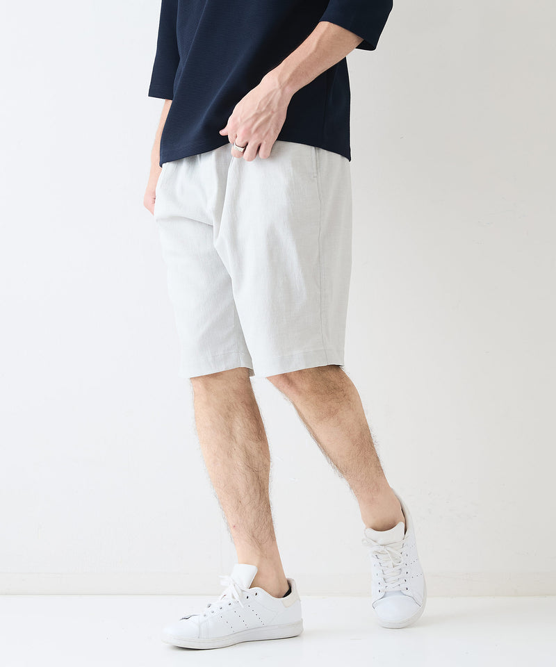 快適素材 リネンタッチ ショートパンツ ドライタッチ 速乾 シャリパン ストレッチ【NATURAL STORY/ナチュラルストーリー】