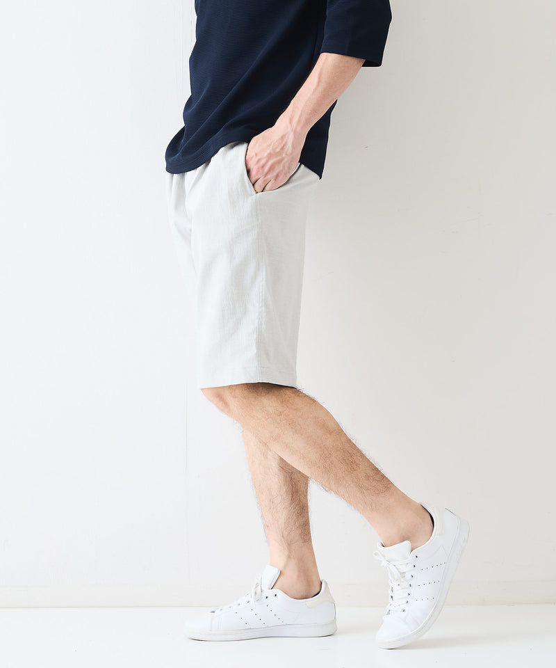 快適素材 リネンタッチ ショートパンツ ドライタッチ 速乾 シャリパン ストレッチ【NATURAL STORY/ナチュラルストーリー】