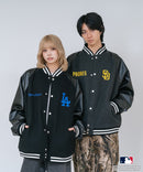 【PEANUTS/ピーナッツ】【ユニセックスデザイン リンクコーデ・カップルコーデにも◎】MLB×PEANUTS スタジアムジャンパー スタジャン オーバーサイズ フェイクレザー ドジャース ヤンキース パドレス ❘ジーンズメイト公式オンラインショップ