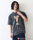 【TOMANDJERRY/トムとジェリー】オリジナルデザイン ジェリー タフィー パウダーブリーチ 加工 Tシャツ ドロップショルダー ビッグシルエット ヴィンテージライク 古着ライク ユニセックス キャラクター