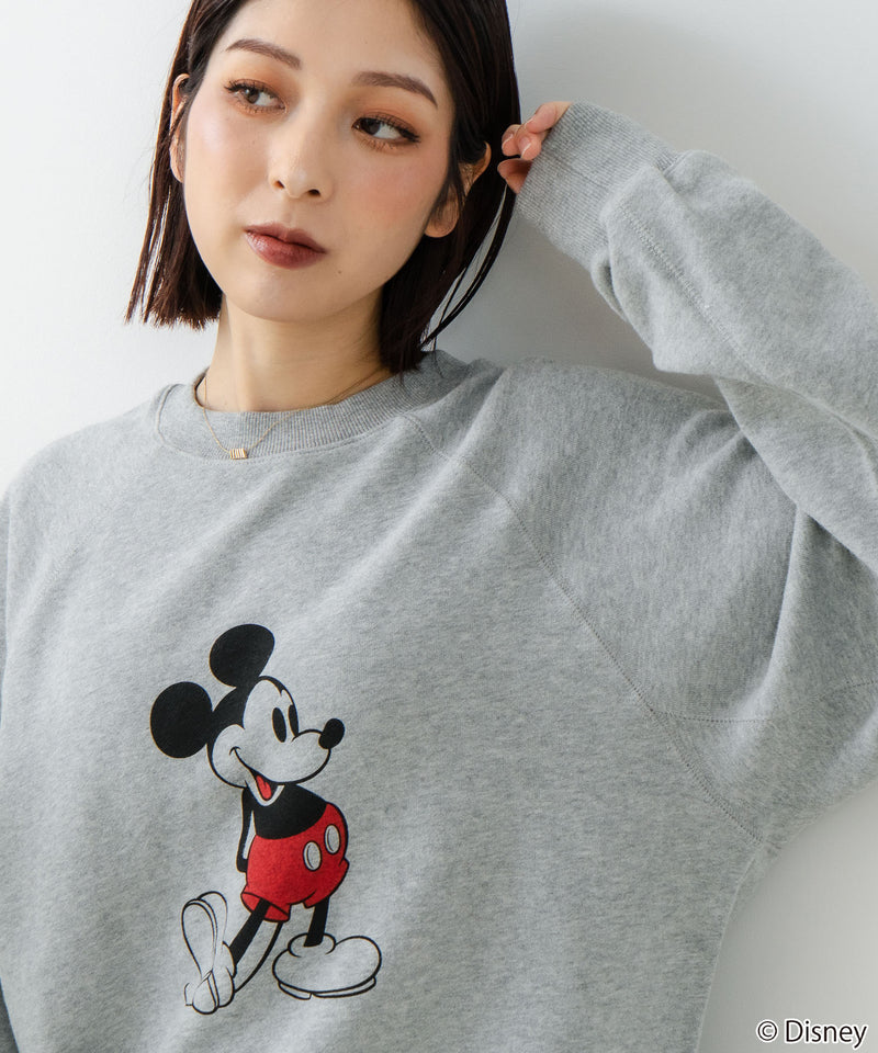 【DISCUS×DISNEY】「ミッキーマウス」キャラクタープリントスウェットトレーナー メンズ レディース ユニセックス