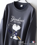 【PEANUTS/ピーナッツ】【ユニセックスデザインでリンクコーデにも◎】MLB×PEANUTS 裏起毛トレーナー 保温 キャラクター ドジャース ヤンキース パイレーツ スミクロB柄 ❘ジーンズメイト公式オンラインショップ