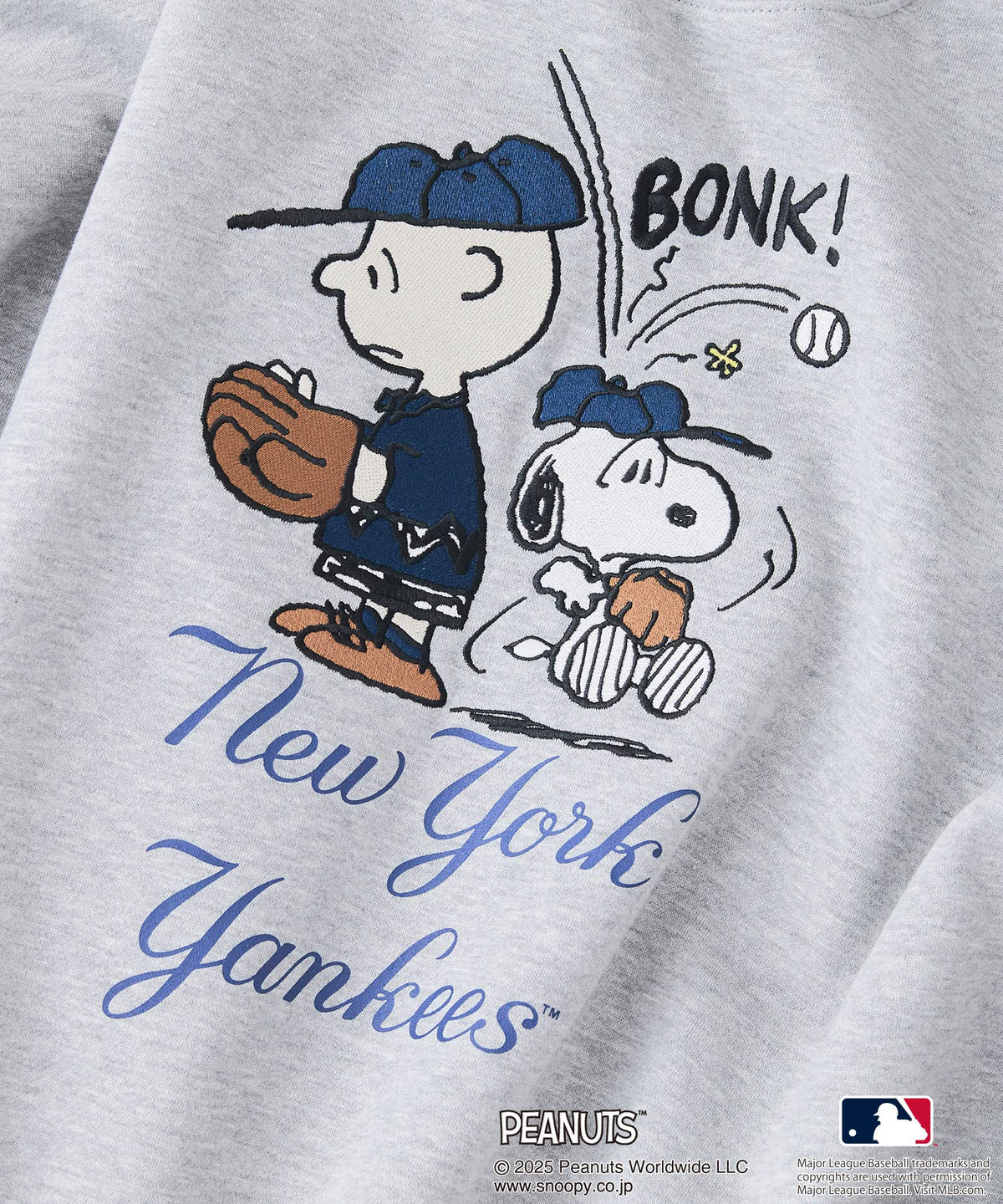 PEANUTS×MLB】オリジナルデザイン 裏起毛トレーナー ヤンキース