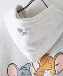 【TOM and JERRY/トムとジェリー】【ユニセックスデザインでリンクコーデにも◎】裏起毛プルオーバーパーカー フーディ 保温 カジュアル キャラクター トム ジェリー タフィー サカナ