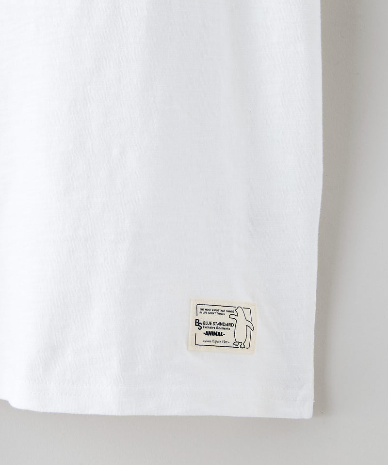 【Blue Standard/ブルースタンダード】スラブコットン アニマルプリント ポケット付Tシャツzo