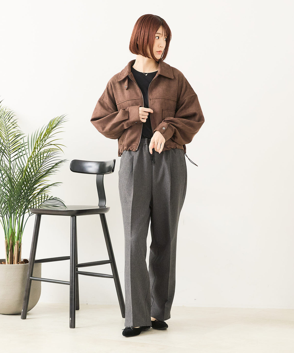fort point/フォートポイント】フェイクスウェード ショート丈 ブルゾン