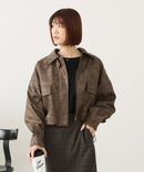 【fort point/フォートポイント】ムラ染め フェイクレザー ショート丈 ブルゾン