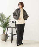 【fort point/フォートポイント】ムラ染め フェイクレザー ショート丈 ブルゾン