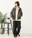 【fort point/フォートポイント】ムラ染め フェイクレザー オーバーサイズ ブルゾン