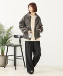 【fort point/フォートポイント】ムラ染め フェイクレザー オーバーサイズ ブルゾン