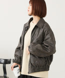 【fort point/フォートポイント】ムラ染め フェイクレザー オーバーサイズ ブルゾン