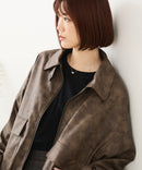 【fort point/フォートポイント】ムラ染め フェイクレザー オーバーサイズ ブルゾン