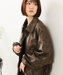 【fort point/フォートポイント】ムラ染め フェイクレザー オーバーサイズ ブルゾン