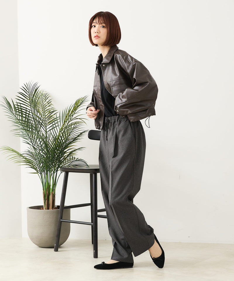 【fort point/フォートポイント】フェイクレザー ショート丈 ブルゾン