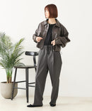 【fort point/フォートポイント】フェイクレザー ショート丈 ブルゾン