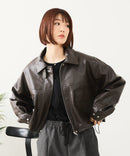 【fort point/フォートポイント】フェイクレザー ショート丈 ブルゾン
