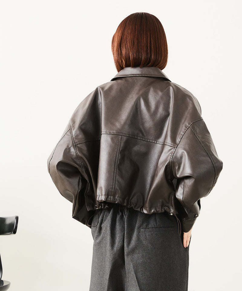 【fort point/フォートポイント】フェイクレザー ショート丈 ブルゾン