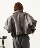 【fort point/フォートポイント】フェイクレザー ショート丈 ブルゾン