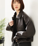 【fort point/フォートポイント】フェイクレザー ショート丈 ブルゾン