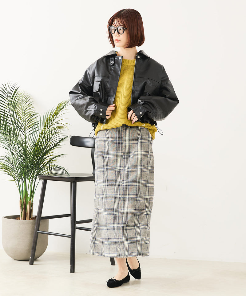 【fort point/フォートポイント】フェイクレザー ショート丈 ブルゾン
