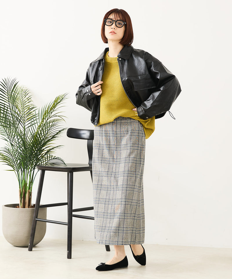 【fort point/フォートポイント】フェイクレザー ショート丈 ブルゾン