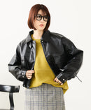 【fort point/フォートポイント】フェイクレザー ショート丈 ブルゾン