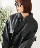【fort point/フォートポイント】フェイクレザー ショート丈 ブルゾン