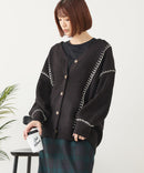 【C-FORT POINT/フォートポイント】ブランケットステッチ Vネックロングカーディガン