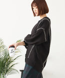 【C-FORT POINT/フォートポイント】ブランケットステッチ Vネックロングカーディガン