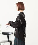 【C-FORT POINT/フォートポイント】ブランケットステッチ Vネックロングカーディガン