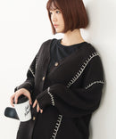 【C-FORT POINT/フォートポイント】ブランケットステッチ Vネックロングカーディガン