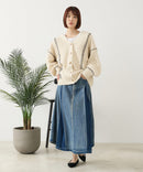 【C-FORT POINT/フォートポイント】ブランケットステッチ Vネックロングカーディガン