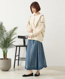 【C-FORT POINT/フォートポイント】ブランケットステッチ Vネックロングカーディガン