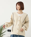 【C-FORT POINT/フォートポイント】ブランケットステッチ Vネックロングカーディガン