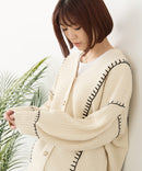 【C-FORT POINT/フォートポイント】ブランケットステッチ Vネックロングカーディガン