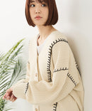 【C-FORT POINT/フォートポイント】ブランケットステッチ Vネックロングカーディガン