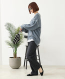 【C-FORT POINT/フォートポイント】ブランケットステッチ Vネックロングカーディガン