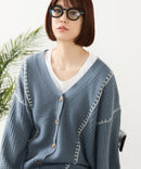 【C-FORT POINT/フォートポイント】ブランケットステッチ Vネックロングカーディガン