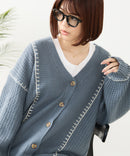 【C-FORT POINT/フォートポイント】ブランケットステッチ Vネックロングカーディガン