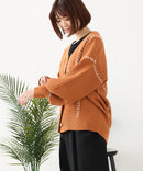 【C-FORT POINT/フォートポイント】ブランケットステッチ Vネックロングカーディガン