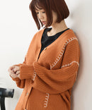 【C-FORT POINT/フォートポイント】ブランケットステッチ Vネックロングカーディガン