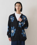 【（What it isNt）ART BY MARKGONZALES / (ワットイットイズント) アートバイマークゴンザレス】シャギーダブルジャガード ニットカーディガン  ユニセックス zo