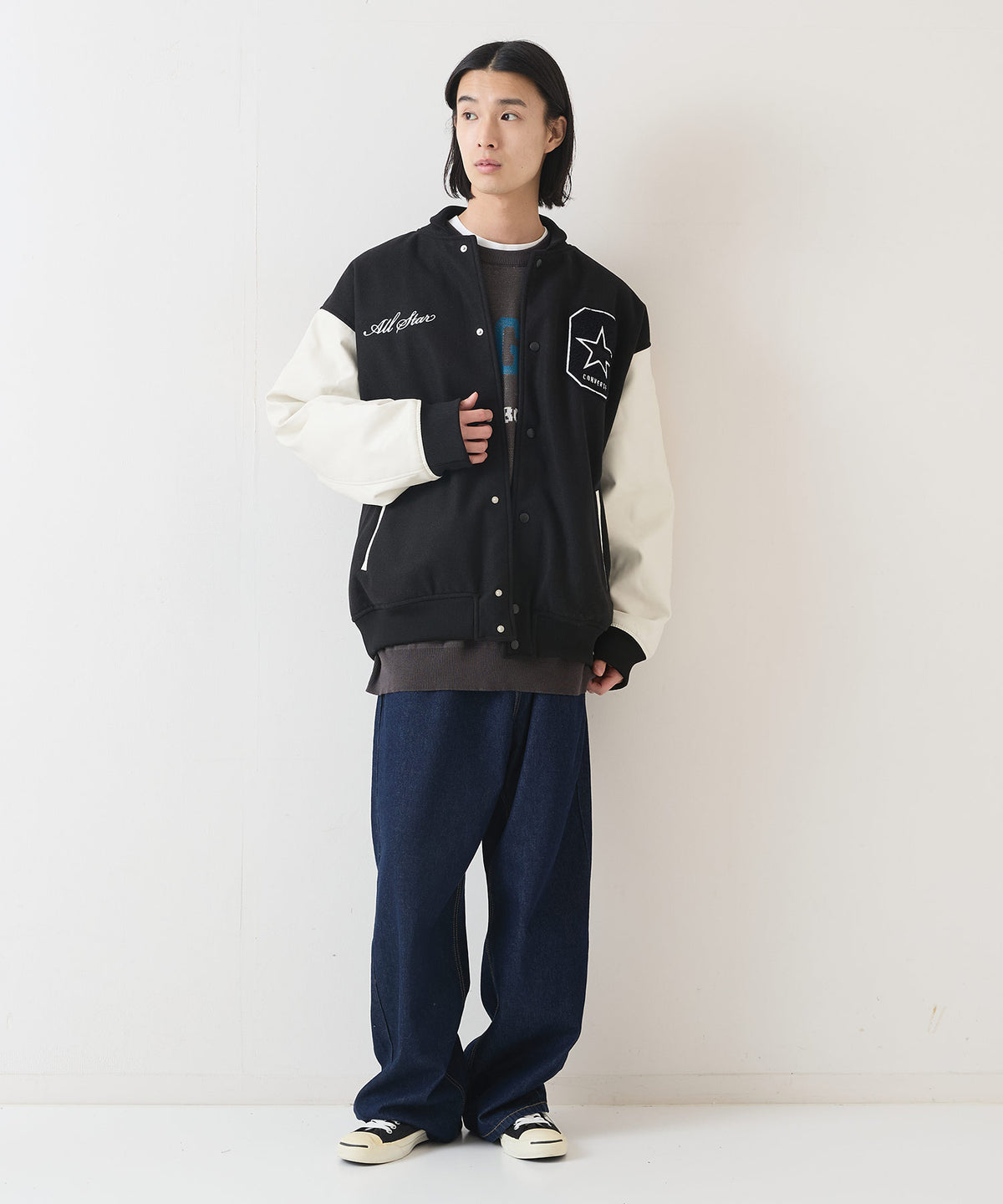 国内外の人気集結！ フェイク メルトン スタジャン CONVERSE ジャケット・アウター