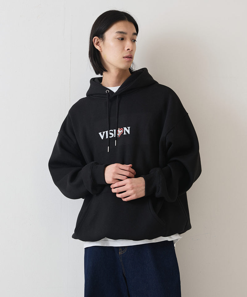 【VISION STREET WEAR/ヴィジョンストリートウェア】GHOST SKATER PARKA/オーバーサイズ 裏起毛 バックプリント ロゴ ワンポイント スウェット パーカー フーディー/レディース メンズ zo