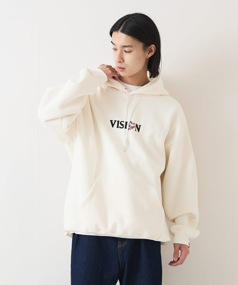 【VISION STREET WEAR/ヴィジョンストリートウェア】GHOST SKATER PARKA/オーバーサイズ 裏起毛 バックプリント ロゴ ワンポイント スウェット パーカー フーディー/レディース メンズ zo