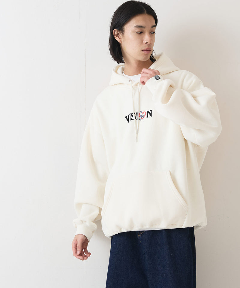 【VISION STREET WEAR/ヴィジョンストリートウェア】GHOST SKATER PARKA/オーバーサイズ 裏起毛 バックプリント ロゴ ワンポイント スウェット パーカー フーディー/レディース メンズ zo