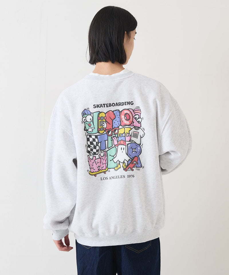 【VISION STREET WEAR/ヴィジョンストリートウェア】MONSTER LOGO SWEAT/オーバーサイズ 裏起毛 バックプリント ロゴ ワンポイント スウェット トレーナー/レディース メンズ zo