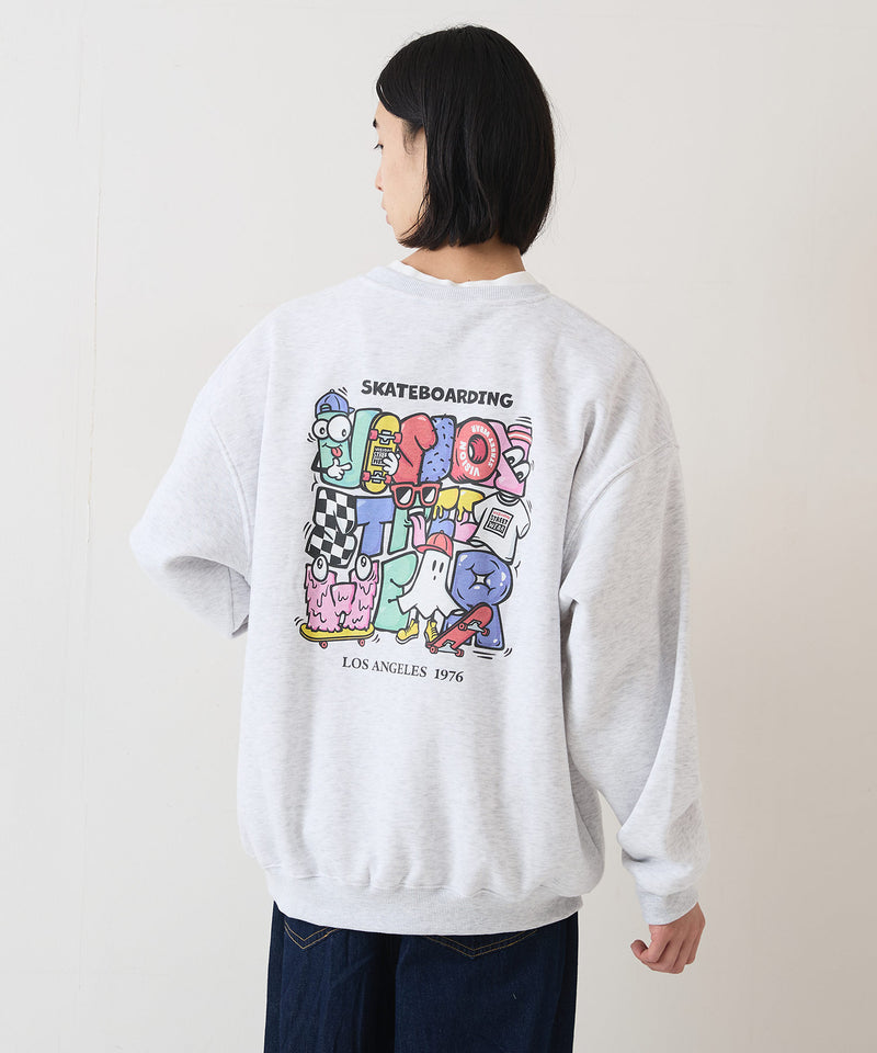 【VISION STREET WEAR/ヴィジョンストリートウェア】MONSTER LOGO SWEAT/オーバーサイズ 裏起毛 バックプリント ロゴ ワンポイント スウェット トレーナー/レディース メンズ zo