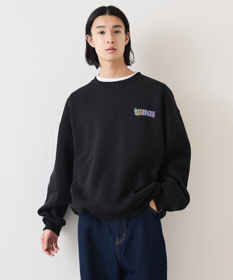 【VISION STREET WEAR/ヴィジョンストリートウェア】MONSTER LOGO SWEAT/オーバーサイズ 裏起毛 バックプリント ロゴ ワンポイント スウェット トレーナー/レディース メンズ zo