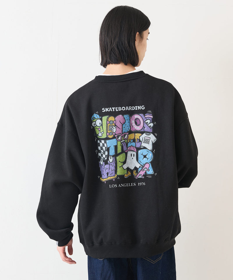 【VISION STREET WEAR/ヴィジョンストリートウェア】MONSTER LOGO SWEAT/オーバーサイズ 裏起毛 バックプリント ロゴ ワンポイント スウェット トレーナー/レディース メンズ zo